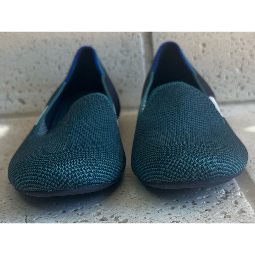 Rothy's Spruce Prep Loafer Women's Size 6.5 
Green, Navy, and White - Picture 2 of 13